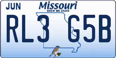 MO license plate RL3G5B