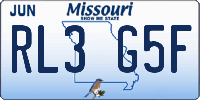 MO license plate RL3G5F