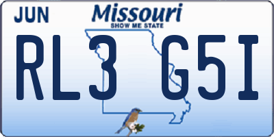 MO license plate RL3G5I