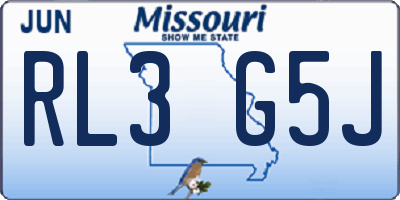 MO license plate RL3G5J