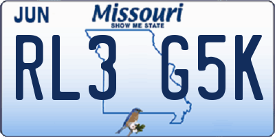 MO license plate RL3G5K