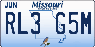 MO license plate RL3G5M