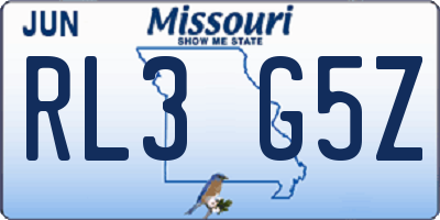 MO license plate RL3G5Z