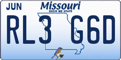 MO license plate RL3G6D