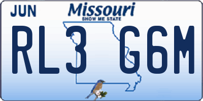MO license plate RL3G6M