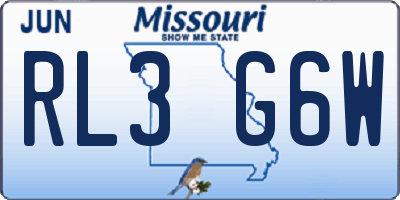 MO license plate RL3G6W
