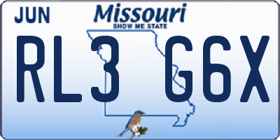 MO license plate RL3G6X