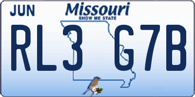 MO license plate RL3G7B