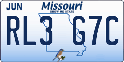 MO license plate RL3G7C