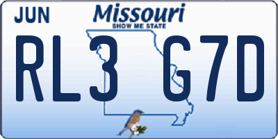 MO license plate RL3G7D