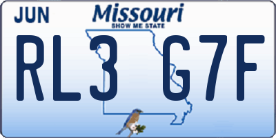MO license plate RL3G7F