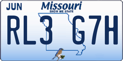 MO license plate RL3G7H