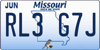 MO license plate RL3G7J