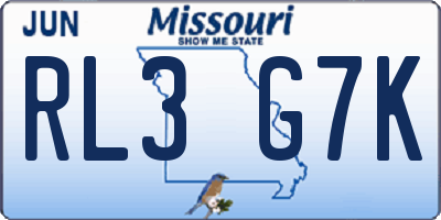 MO license plate RL3G7K