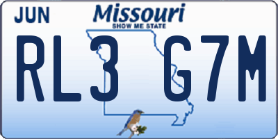 MO license plate RL3G7M