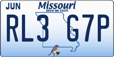 MO license plate RL3G7P