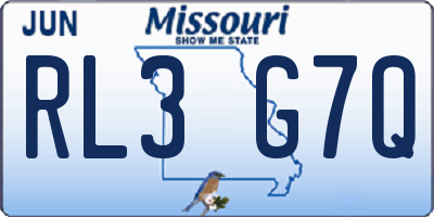 MO license plate RL3G7Q