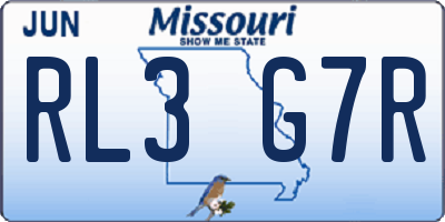 MO license plate RL3G7R