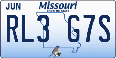 MO license plate RL3G7S