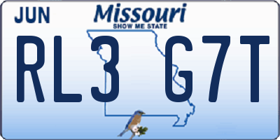 MO license plate RL3G7T