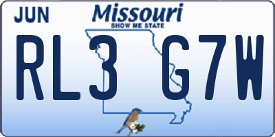 MO license plate RL3G7W