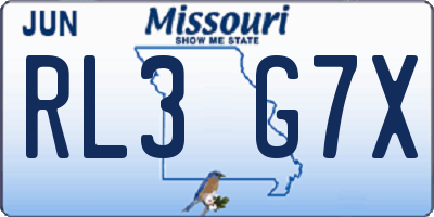 MO license plate RL3G7X