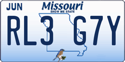 MO license plate RL3G7Y