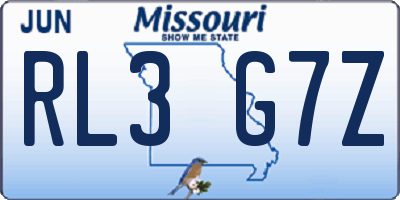 MO license plate RL3G7Z