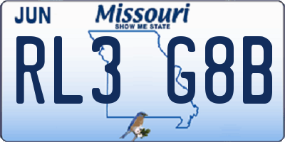 MO license plate RL3G8B