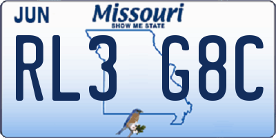 MO license plate RL3G8C