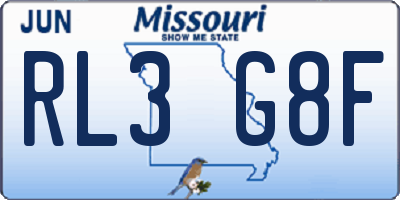MO license plate RL3G8F
