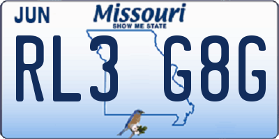 MO license plate RL3G8G
