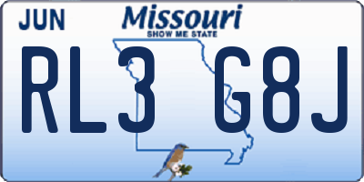 MO license plate RL3G8J