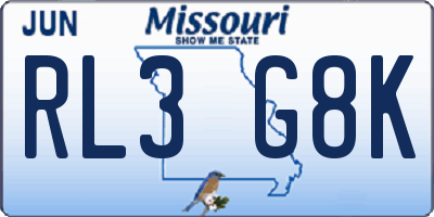 MO license plate RL3G8K