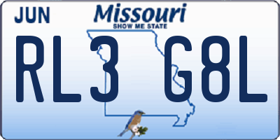 MO license plate RL3G8L