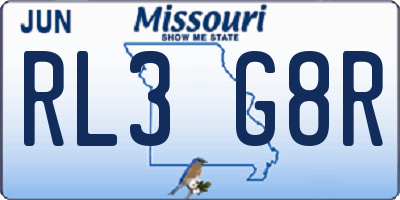 MO license plate RL3G8R