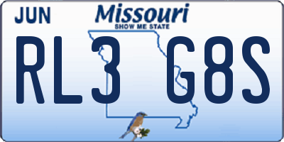 MO license plate RL3G8S