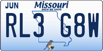 MO license plate RL3G8W