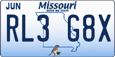MO license plate RL3G8X