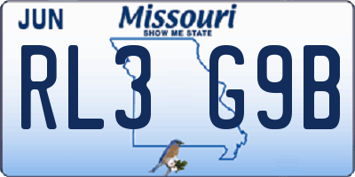 MO license plate RL3G9B