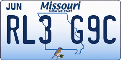 MO license plate RL3G9C