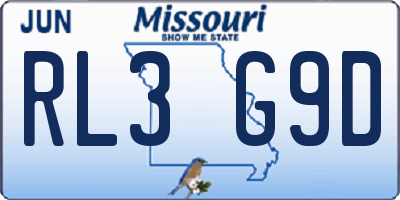 MO license plate RL3G9D