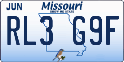 MO license plate RL3G9F