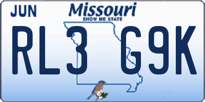 MO license plate RL3G9K
