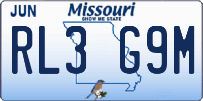 MO license plate RL3G9M