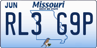 MO license plate RL3G9P