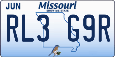 MO license plate RL3G9R