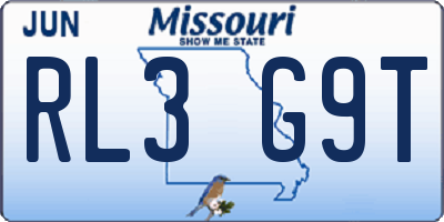 MO license plate RL3G9T