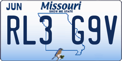 MO license plate RL3G9V