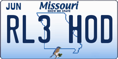 MO license plate RL3H0D